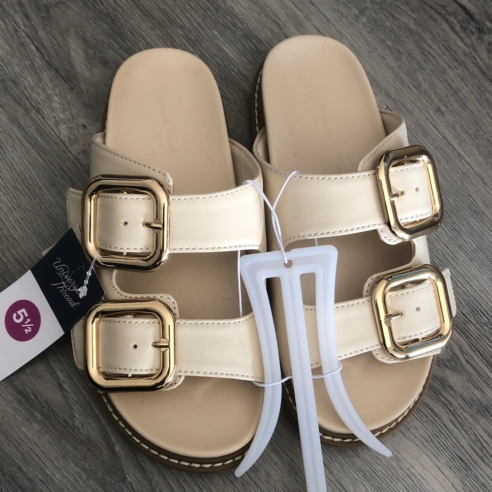 Universal Thread Cream Sandals with Gold Buckles - Picture 3 of 3